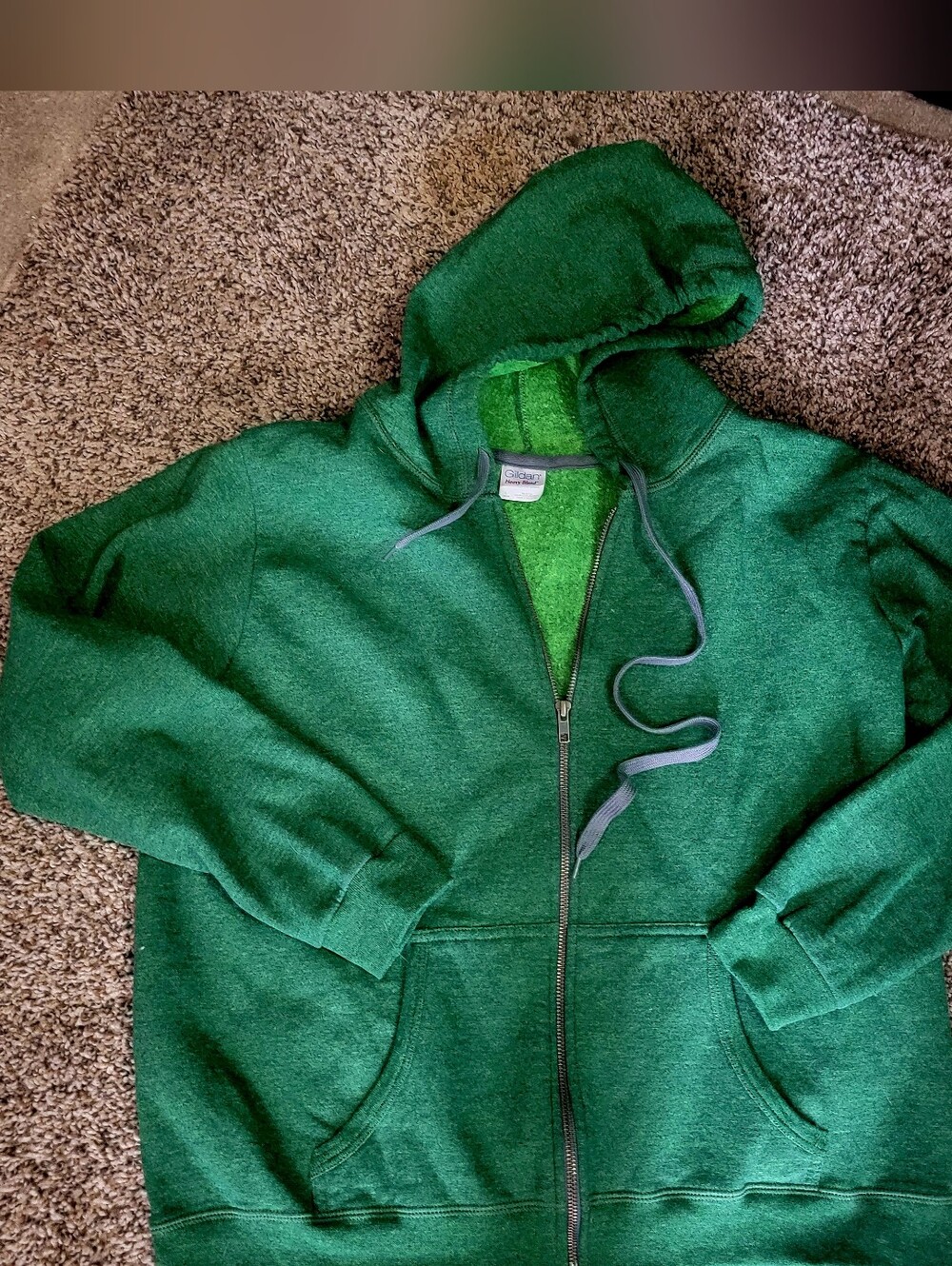 Juniors Green Zip-Up Hoodie Sz Large